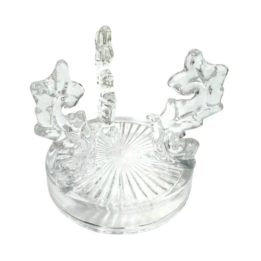 Clear Glass Crystal‎ Display Stand Holder Ornate Acanthus Leaf Design